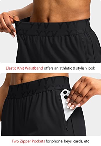 YYV Women's Running Shorts with Zipper Pockets Quick-Dry Elastic Waist Band Athletic Gym Shorts for Women with Liner4