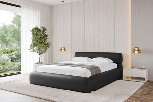 ALTDECOR Polsterbett mit Bettkasten und Lattenrost, Bett mit Kopfteil, Boxbett ohne Matratze, Doppelbett mit Stauraum - Enora-v1-200x200 Schwarz Kunstleder