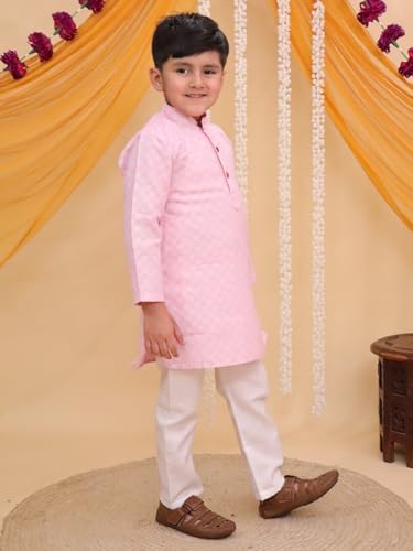 Image of AJ DEZINES Boys Cotton Full Sleeve Printed Kurta Pajama Set for Kids - Ethnic wear | Special Occasion & Traditional Outfit |Boys Kurta Pyjama Set - Regular Fit
