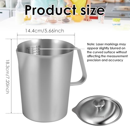 Jarra medidora de acero inoxidable 2 L con tapa miniatura 2