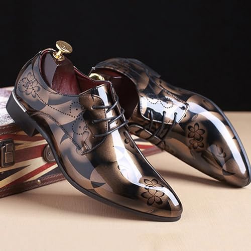 Men's Patent PU Leather Derby Shoes Wedding Wingtip Dress Shoes Men's Formal Footwear2