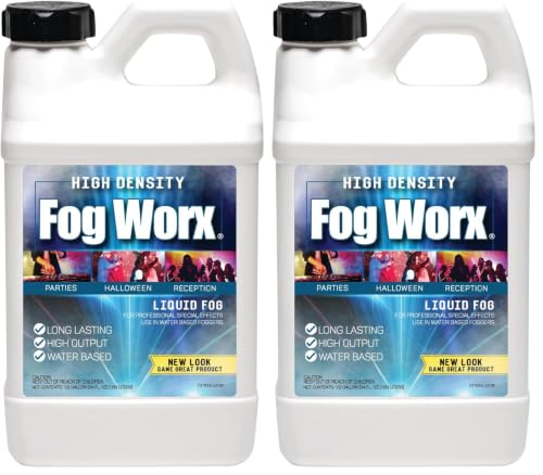Image of FogWorx Extreme High Density Fog Juice - Long Lasting, High Output, Water Based Fog Machine Fluid - Half Gallon, 64oz (Pack of 2)