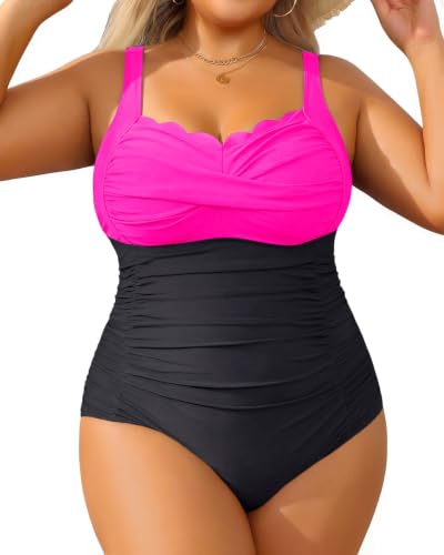 Image of Aqua Eve Womens Plus Size One Piece Swimsuit- Tummy Control Bathing Suit Full Coverage Swimwear