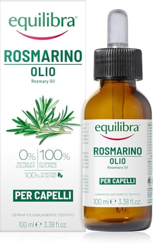 Equilibra, Olio di Rosmarino per Capelli, 100 ml, con Olio di Rosmarino, Olio di Mandorle e Olio di Ricino, Rinforza Cuoio Capelluto e Capelli, Dermatologicamente Testato, Adatto a Pelli Sensibili