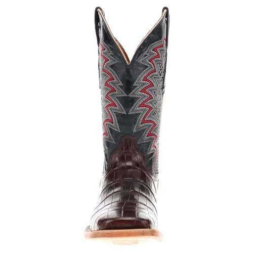 Image of Vaccari Men's Navarro Genuine Alligator Tail Leather Broad Square Toe Cowboy Boots