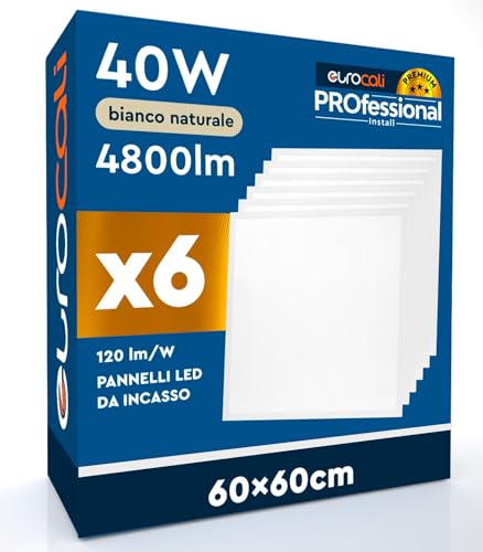 6 Pannelli LED 60x60 40W Quadrati da Incasso Chip CREE