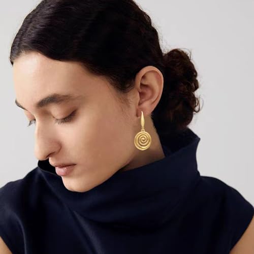 GREICHFAN Gold Spiral Wire Drop Earrings for Women