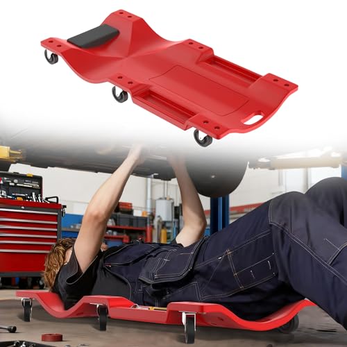 UISEBRT KFZ Rollbrett Werkstatt 92x43x11.5 cm Montagerollbrett aus robustem Kunststoff Werkstattliege mit 6 beweglichen Rollen ergonomisches Montageliege bis 150 kg