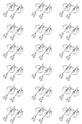 LOLIAS 18-24 Pairs Tiny Stud Earrings Small Stainless Steel Cartlidge Ear Studs Set for Multiple Piercing Hypoallergenic 2MM CZ Earrings for Men Women Mini Round Ball Earrings 20G