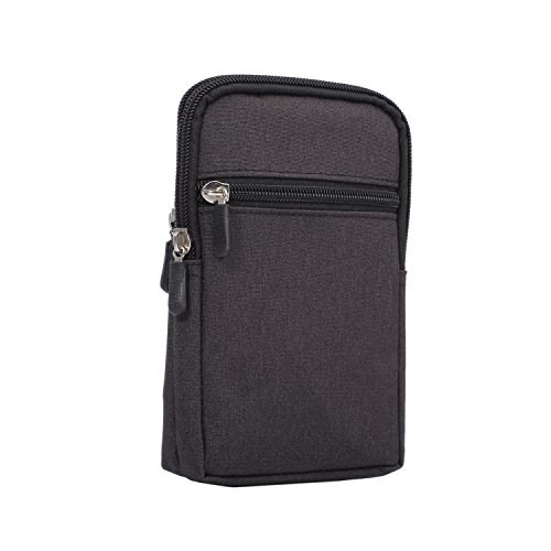 Burlife Riemtas, Smartphone Riem Tas Heren Zwart, Riemhoes Mobiele Telefoon Clip Case met Karabijnhaak Riem Gesp Tas Verticale Taille Zak