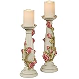 Rose Melody Antique White with Rose Vines Candleholders Set of 2