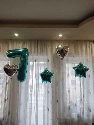 Image of Teal Blue 7 Balloon, Number Balloons 40 Inch, 7th Birthday Decorations, Party Decoration for Women, Number 7 Balloon