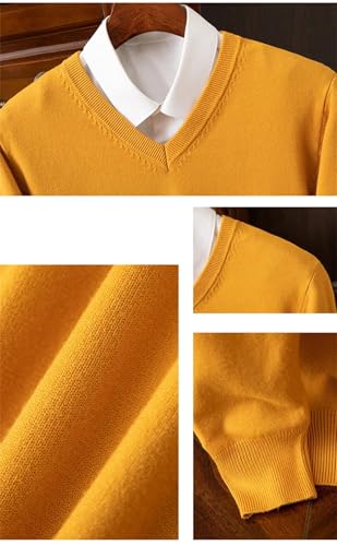 Mens Solid V-Neck Sweater Loose Business Casual Thick Knit Pullover Jumper Top3