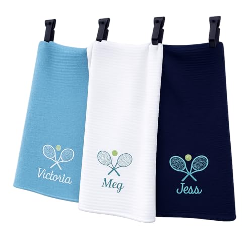 Personalized Tennis or Pickeball or Mountian Bike Hand Towel Gym Sweat Team Embroidered Tennis Towel for Men and Women Tennis Gifts Embroidered Pickball Towel Biking
