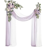 Kunstmatige bruiloft boog bloemen kit (4 stuks) - 2 stuks stoffige rozenboog bloemen swag met 2 stuks boog draperende stof, bloemenboog voor ceremonie decor