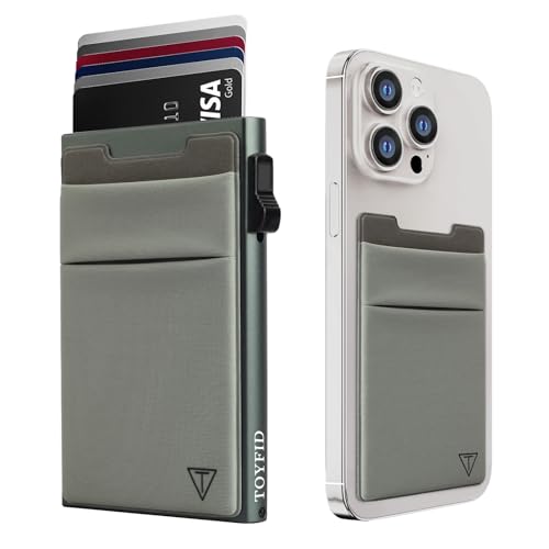 TOYFID Portafoglio sottile da uomo, con porta carte pop-up, portafoglio da lavoro minimalista, portafoglio per carte di credito con tasca per soldi, portafoglio in metallo, blocco RFID