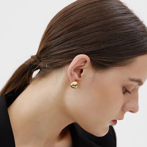 Half Ball Dome Stud Earrings for Women Gold Plated Hypoallergenic Nickel Free Polished Round Post Pin Studs Minimalist Simple Fashion Mother's Day Birthday Jewelry Gifts3