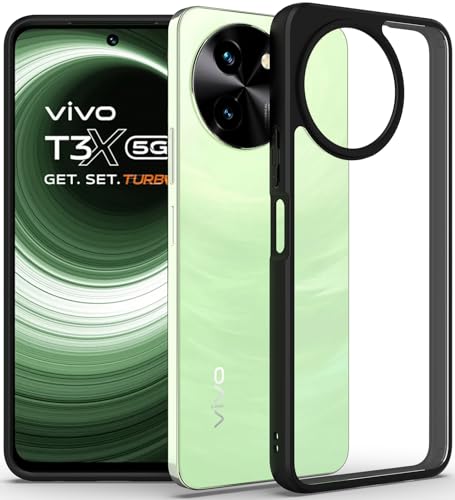 Image of KAPAVER Hybrid Series Back Cover Case Compatible with Vivo T3x (PC+TPU) (Black)