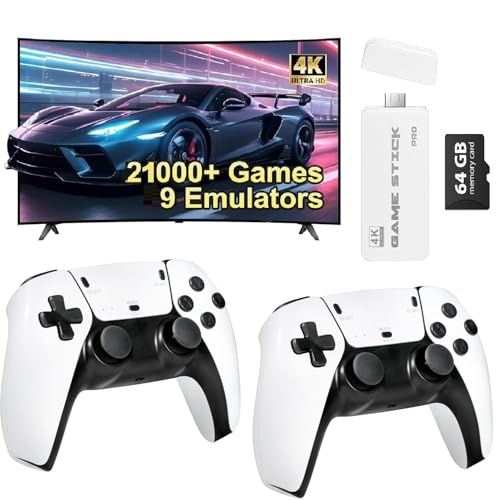 Image of VIMZEE PREMIUM 2025 Wireless TV Game Console Stick 4K,with Built-in 9+ Emulators,21,000+ Games,4k Hdmi Output & 2.4GHz Wireless Controller,Nostalgic Gaming I Retro Game I(for All Kids Edition),White
