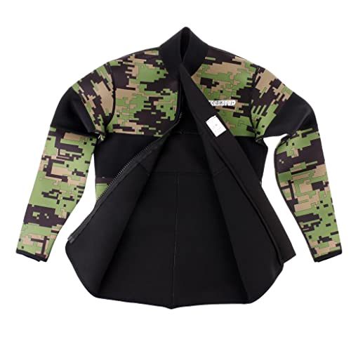 Chaqueta de neopreno para buceo de 2.5mm, color camuflaje verde, manga larga, talla X-Large miniatura 5
