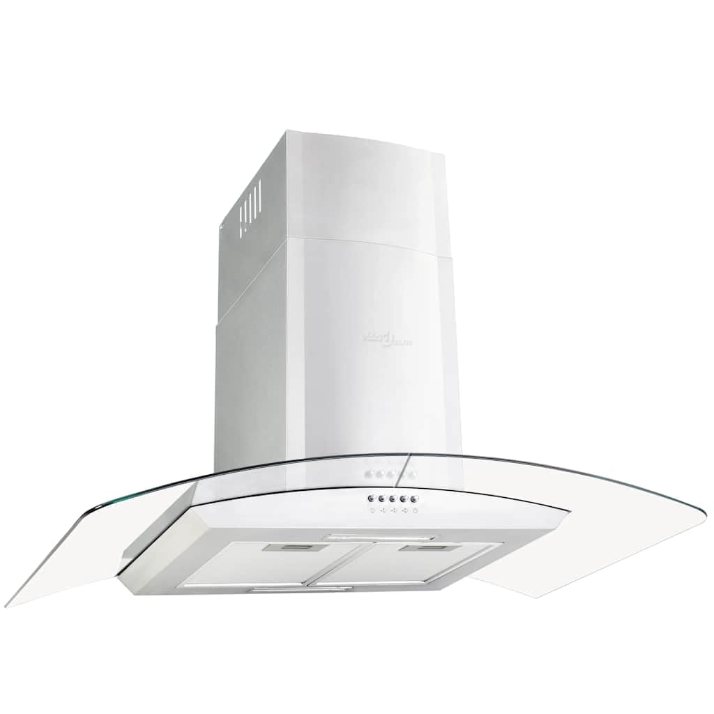 Okap kuchenny montowany na ścianie 90 cm ze stali nierdzewnej z hartowanym szkłem, wydajność powietrza 756 m³/h, oświetlenie LED, 3-stopniowe odsysanie, w zestawie filtr węglowy i aluminiowy