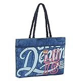 Lois - Bolso Mediano de Mujer Tipo Shopping. Asas largas y Cremallera. Lona Estampada. para Viaje Compras o Playa. Amplio y cómodo. Calidad y diseño. 91204, Color Unico