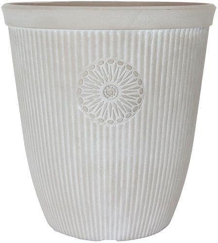 Muddy Hands Pebble White Plant Pot Indoor Home Outdoor Garden Vintage Plastic Flower Tree Planter (19.4 Litre Pot)
