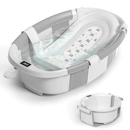 Himold Collapsible Baby Bathtub for Newborn to Toddler 0-36 Months, Spacious Foldable Infant Bath...