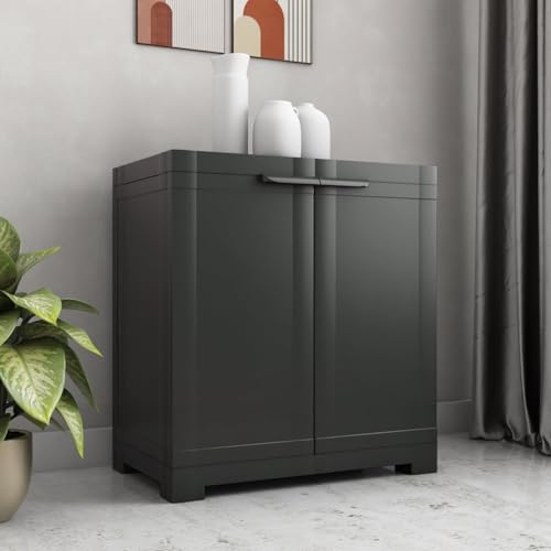 Image of Nilkamal Freedom Small (FMS) 2 Shelves Plastic Bookshelf with 3-Year Warranty| Multipurpose Storage Cabinet & Book Rack for Home | Durable, Waterproof, Easy-Clean | Book Organiser | Charcoal Grey
