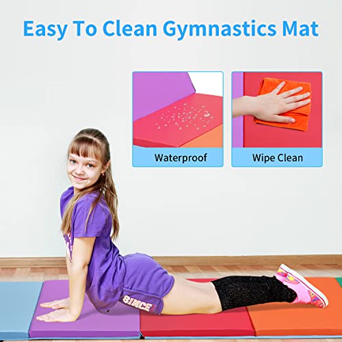 Oneofics Gymnastics Mat 5-Panel Folding Exercise Mat 6’X2’X1.8”Lightweight Portable Kids’tumbling Mat With Carrying Handles For Home Gym Workout & Active Play #TOP2