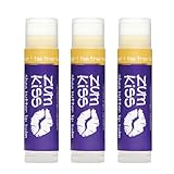 Zum Tea Tree-Lavender Kiss Stick (Pack of 3) with Certified Organic Sunflower Seed Oil, Beeswax, Shea Butter, Pure Essential Oils, Candelila Wax, Vitamin E and Honey, 0.15 oz