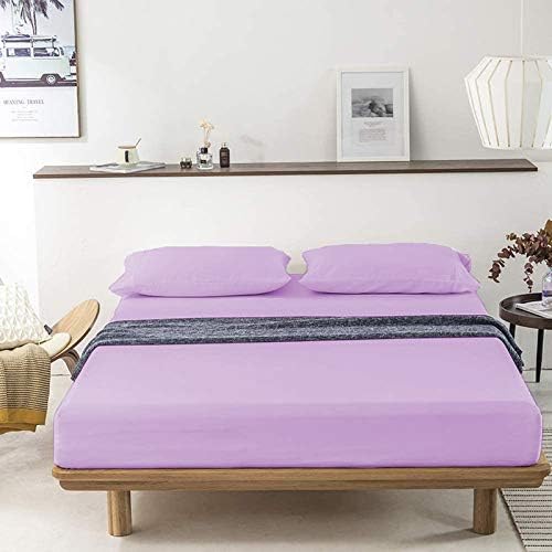 Image of YRM Bedding's - Egyptian Cotton Bedsheet 400-TC Premium Hotel Quality 1 Bedsheet (66x96) + 2 Pillow Covers (18x28) - (Single Bed Size, Levender Color)