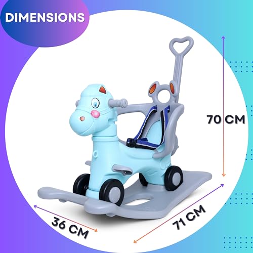 eHomeKart 2 in 1 Horse Ride-On Rocker and Rider for Kids - Boys & Girls Age 1-3 Years, Blue - Image 3