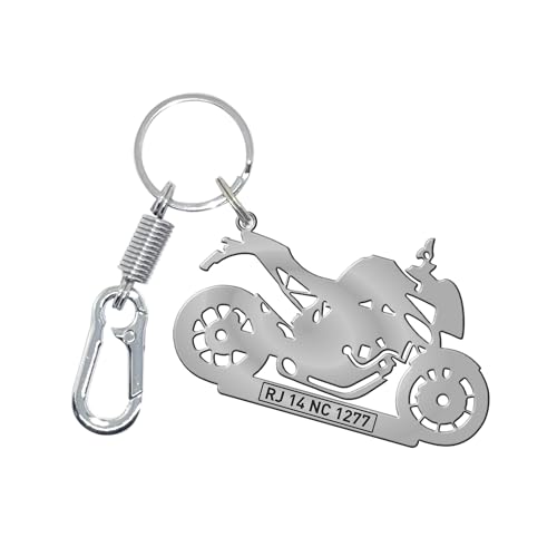 Image of Stainless Steel Premium Personalized Black Laser Engraved Keychain Customized with Your Bike /Scooty for a Unique and Stylish Keychain