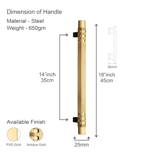 Image of COMPASS Main Door Handle | Door Handles for Main Door | Pull Handles for All The Doors of House | Office | Hotels, Antique Finish (PH-902, 18 Inch)