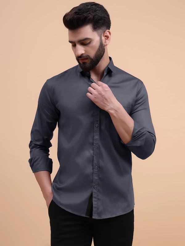 Image of Tee Projekt Solid Shirt for Men's,Solid Shirt for Men's, Casual Shirt for Men,Full Sleeve Spread Collar Shirt for Men, Shirt for Men||(Pack of-2)||