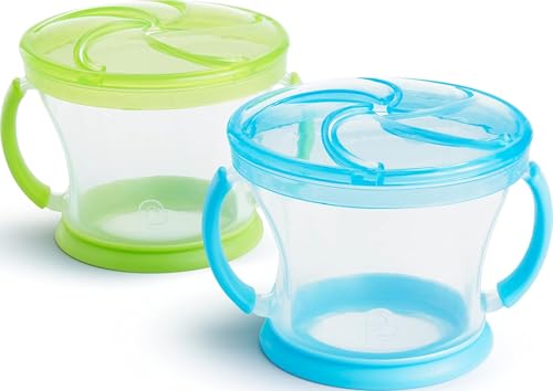 Image of Munchkin Snack Catcher Toddler Snack Cups, No Spill, 2 Pack, Blue/Green