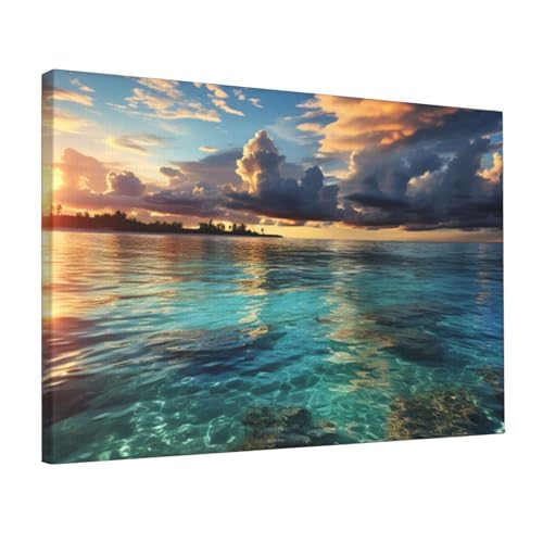 Peinture murale vue sur la mer impression sur toile esthetique chic