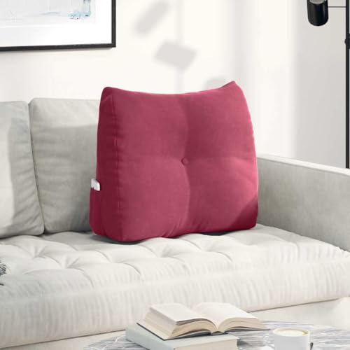 Coussin de dos de luxe en velours bordeaux avec dossier ergonomique chic - 2