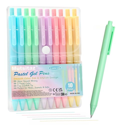 Mutsitaz 10 unidades caneta de pressão 0,5 mm cor tinta, escrita suave e bonita caneta esferográficas, pastel rolo canetas de gel canetas