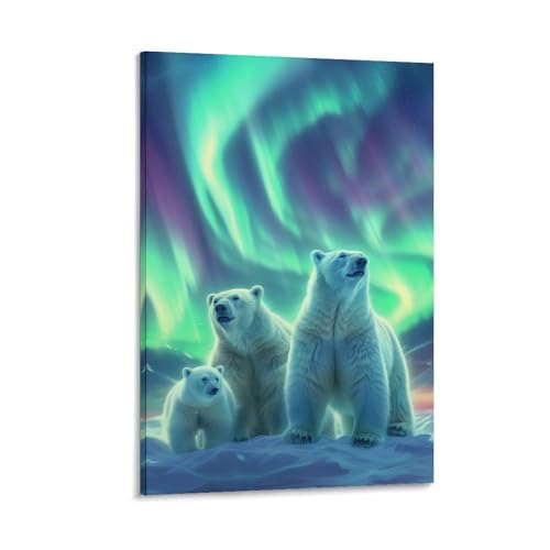 Ours polaire decoration murale sur toile pour habiller un mur vide de couloir ou de chambre