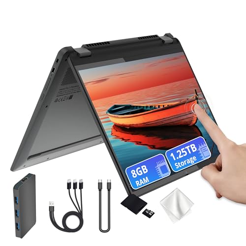 Lenovo Flex 5i Chromebook Plus 14 WUXGA Touchscreen 2-in-1 Laptop Intel Core i5-1334U 8GB LPDDR4x 1.25TB Storage (256GB SSD&1TB Docking Station) Backlit Keyboard FHD Camera Chrome OS Gray