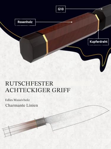 HOSHANHO Santoku Messer 18cm Kochmesser, Ultra Scharfes Santokumesser – Ansicht 3