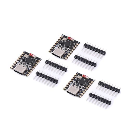 Suuoo 3 Packs ESP32-C3 Super Mini Development Board 32-Bit Microcontroller Module Chip with WiFi & Bluetooth 4MB Flash USB-C Port Bare PCB Prototyping Board for DIY Electronics and IoT Projects