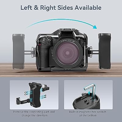 SmallRig Aluminum Side Handle for Camera Cages, Universal Ergonomic Side Handgrip with Bulit-in 1/4-20 Locating Hole, Strap Hole, Cold Shoe, 36mm Up/Down Adjustable