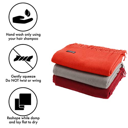 Cashmere Boutique: 100% Pure Cashmere Throw Blanket (Color: Burnt Orange, Size: 52" X 72") #TOP5