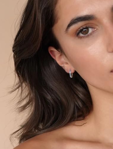 Starchenie Huggie Hoop Earrings for Women 925 Sterling Silver Princess Cut Birthstones Jewelry Gift4