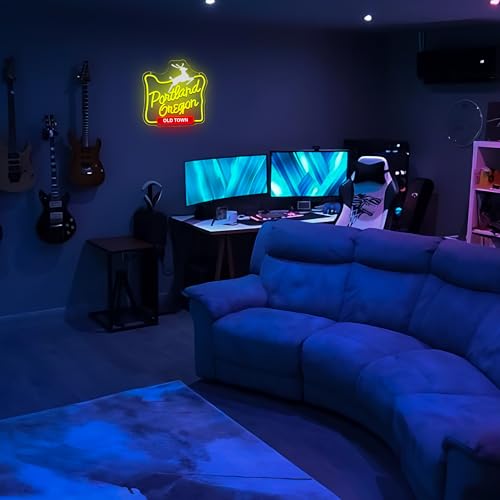 Image of Mutank Portland Oregon Neon Sign, Iconic City Neon Light USB Powered LED Dimmable, for Portland Themed Room Decor Game Room Man Cave Home Bar Decor(12.9 * 12.5 In)