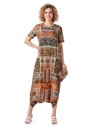 Image of HELLCAT Womens Floral Printed Olive Shoulder Straps Dress | Western A-Line V Neck Midi Dress for Womens