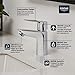 GROHE 23085001 Bauloop Hole Single-Handle S-Size Bathroom Faucet 1.2 GPM, Starlight Chrome